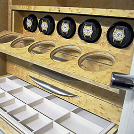 Jewelry safe trays and automatic watchwinders