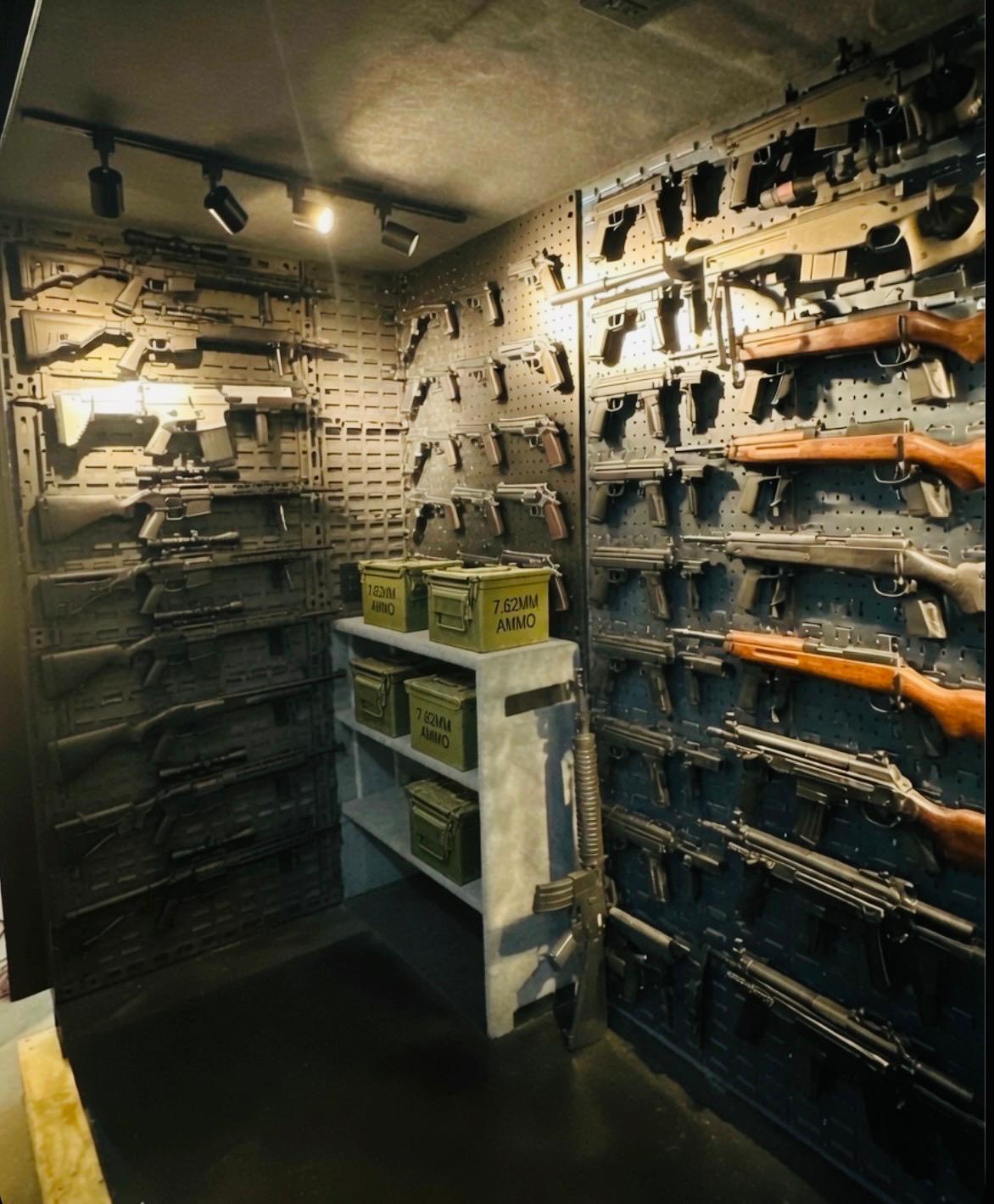 Destroyer interior — tactical panels and ammo shelving