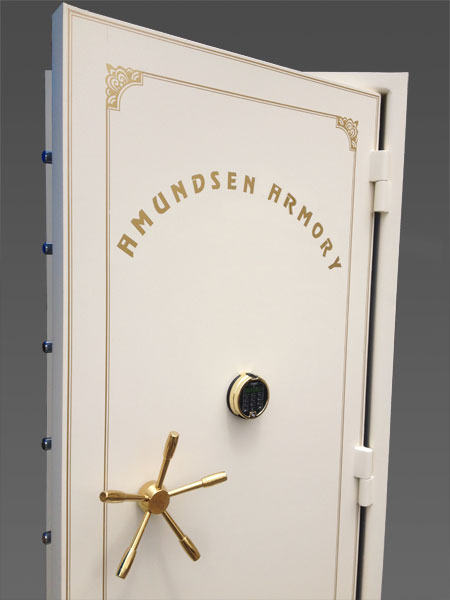 Vault door custom lettering from Sportsman Steel Safes