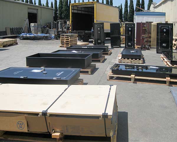 Vault doors and safes ready for shipping